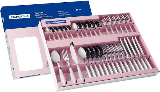 Tramontina 18/10 Stainless Steel Cutlery Set Silver 36 Pieces