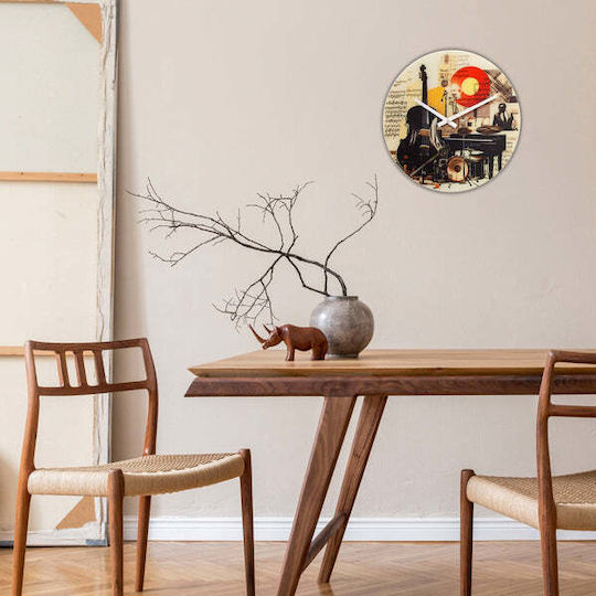 Nextime Αθόρυβο Ρολόι Τοίχου Γυάλινο Πολύχρωμο