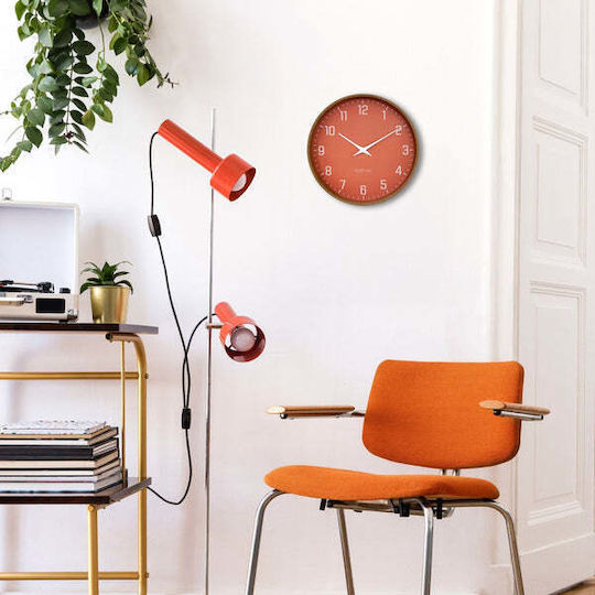 Nextime Silent Wooden Bronze Wall Clock Ø30cm