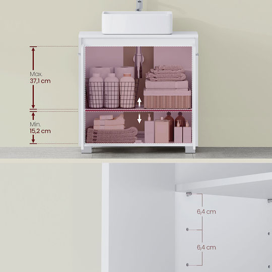 Vasagle Waschtischunterschrank mit Waschbecken B60xT30xH60 cm Weiß