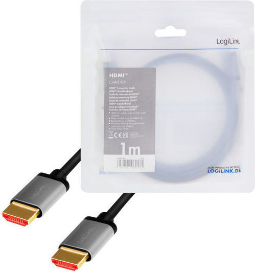 LogiLink HDMI 2.1 Ultra High Speed 48Gbps 4K 120Hz HDR VRR Kabel HDMI-Stecker - HDMI-Stecker 1m Grau