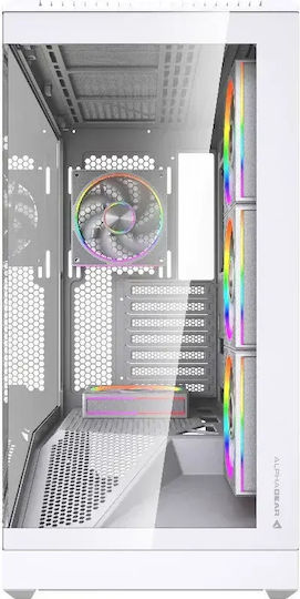 Spectre Black Gaming Midi Tower Computer Case with Side Window and ARGB Lighting White
