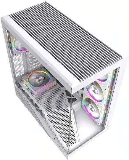 Spectre Black Gaming Midi Tower Computer Case with Side Window and ARGB Lighting White