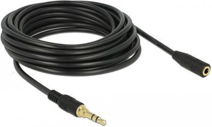 DeLock Καλώδιο Ήχου 3.5mm male - 3.5mm female Μαύρο 5m με Επίχρυσους Ακροδέκτες 85590
