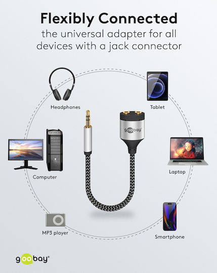 Goobay Audio Cable 3.5mm Male - 2x 3.5mm Female Black 0.18m 80586