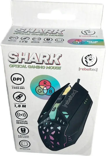 Rebeltec Shark RGB Gaming Ποντίκι Μαύρο