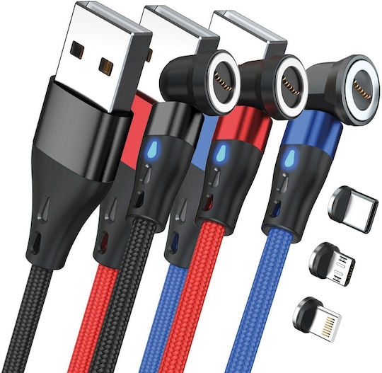 RealPower Magnetisch USB zu Blitzschlag / Typ-C,TC-TC / Micro-USB Kabel 1m (439647)