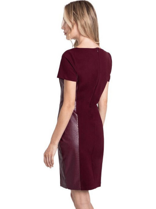 Mini Kleid Kurzärmelig Bordeaux
