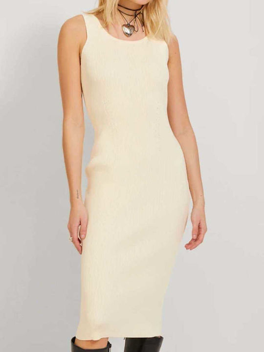 Kleid Gestrickt mit Schlitz Beige