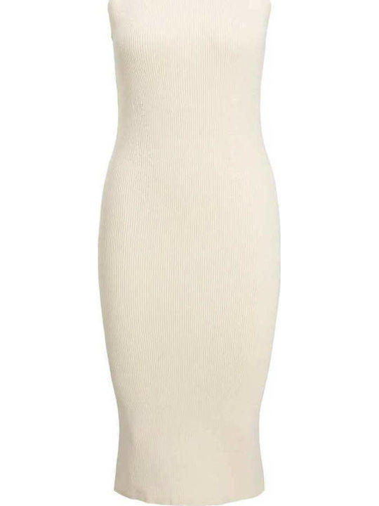 Kleid Gestrickt mit Schlitz Beige