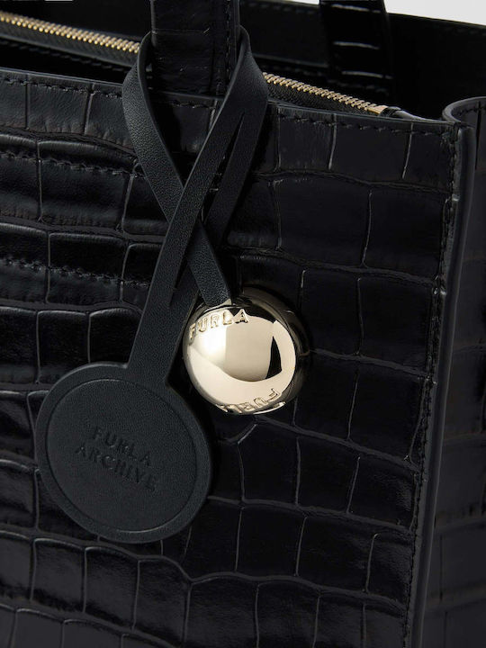 Divide It Tote S Tote-Tasche für Damen aus schwarzem Leder