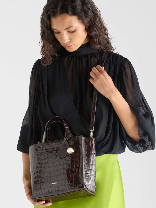 Divide It Tote S Tote-Handtasche aus Leder für Damen Cioccolato