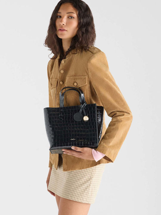 Divide It Tote S Tote-Tasche für Damen aus schwarzem Leder