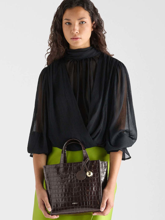 Divide It Tote S Tote-Handtasche aus Leder für Damen Cioccolato