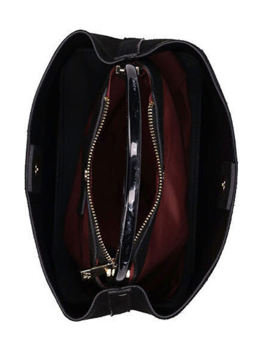 Damen-Tote-Handtasche aus schwarzem Wildleder