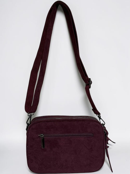 Women's Crossbody Bag Suede Burgundy