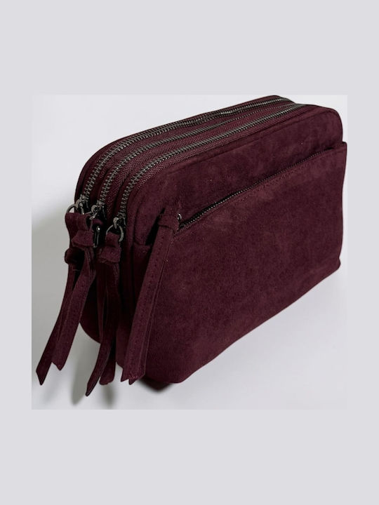 Women's Crossbody Bag Suede Burgundy