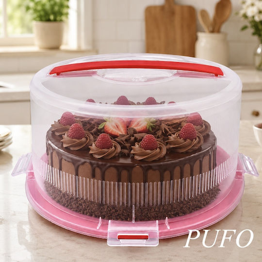 Plastic Cake Stand with Transparent Lid 26x26cm