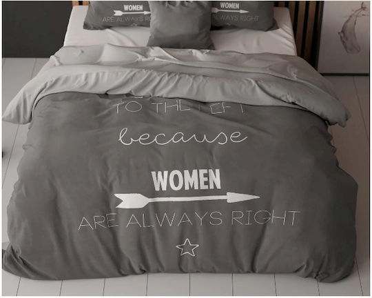 Sleeptime Bettbezug-Set aus Baumwolle 140x220 cm für Einzelbett mit Kissenbezug Grau