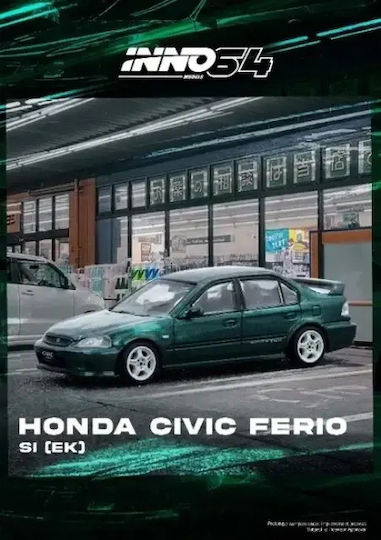 Honda Civic Ferio Si Ek Car Model Green 1:64 Inno64