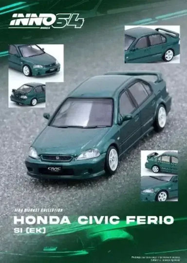 Honda Civic Ferio Si Ek Car Model Green 1:64 Inno64