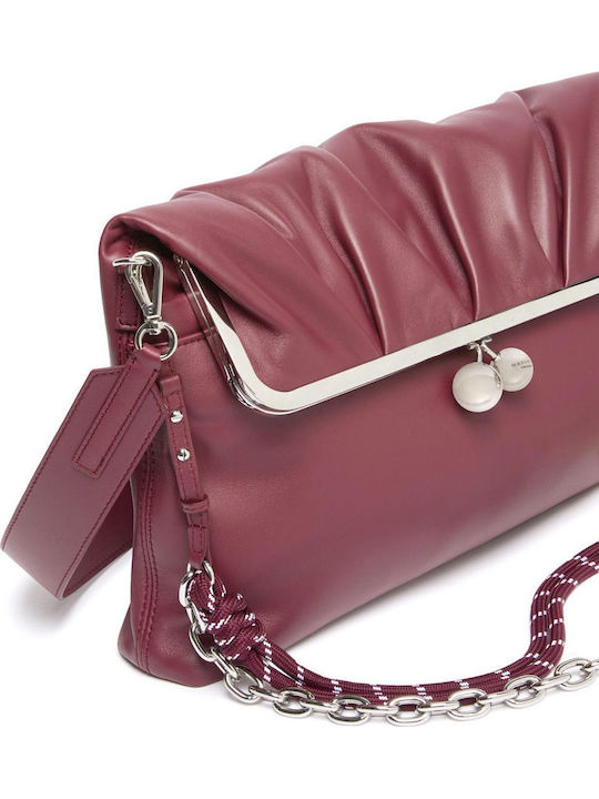 Bordeauxfarbene Damen-Schulter-/Rucksacktasche aus Leder