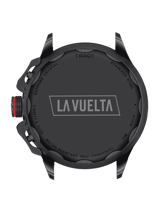 T-Race Men's Battery Chronograph Watch with Black Leather Strap