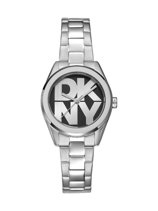 Logo Set Women's Battery-Powered Watch with Silver Metal Bracelet