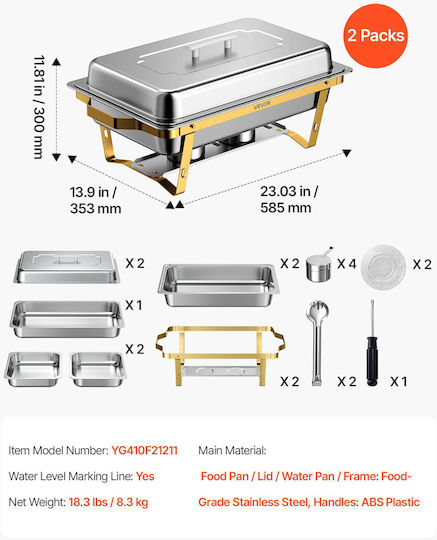 Vevor Bain-marie pentru servire 8,5 l