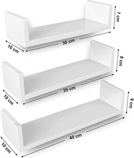 Ράφια White (3τμχ) 40x10x9εκ.