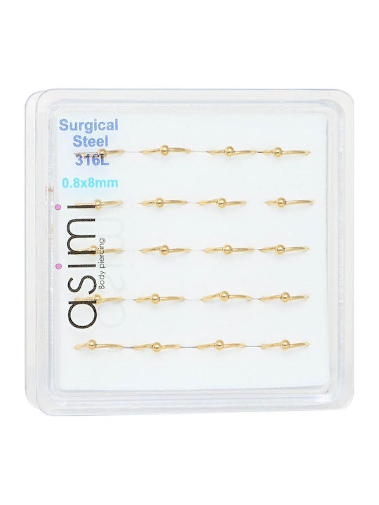 Asimi Body Piercing Обеца Кольце за Нос от Позлатена Стомана 8 x 2mm Asimi Body Piercing Обеца Кольце за Нос от Позлатена Стомана 8 x 2mm