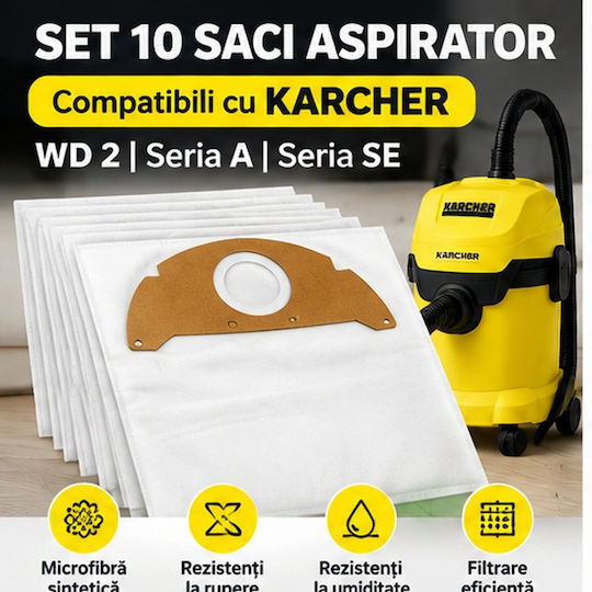Торбички за Прахосмукачки 10 бр. Съвместими с Прахосмукачка Karcher