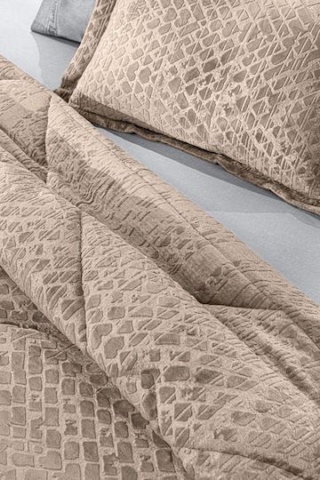 Guy Laroche Sherpa Comforter Set King Size 260x240 cm Surreal Natural 530 GSM