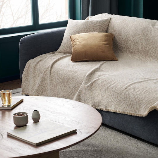 Gofis Home Ριχτάρι Τριθέσιου Καναπέ Chenille 180x300εκ. Beige