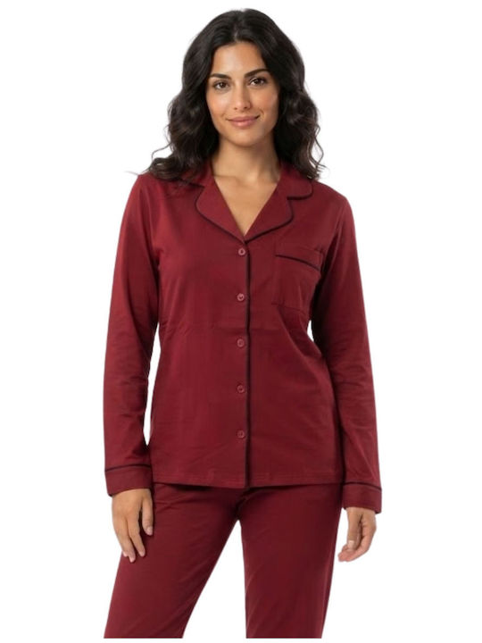 Lovelx Homewear Winter Women's Burgundy Pyjama Set F-2796-Burgundy