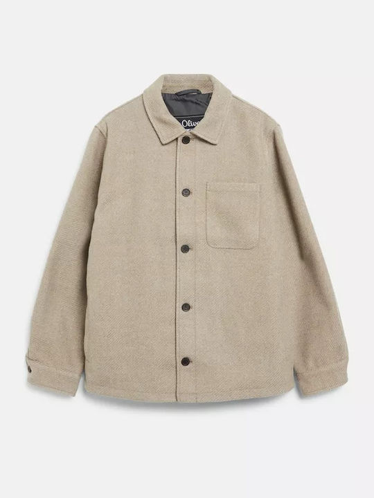 Overshirt с дълъг ръкав, бежов