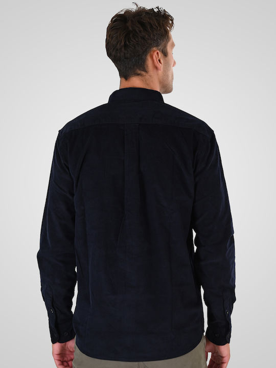 Long Sleeve Corduroy Overshirt in Regular Fit Navy Blue