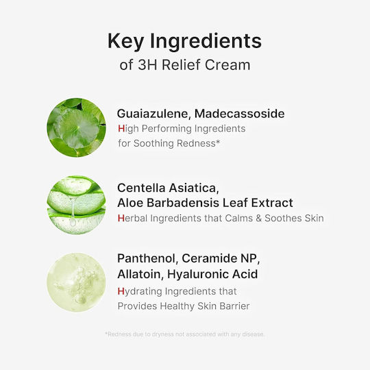 Hypochlorous 3H Relief Redness-Reducing Face Moisturizing Cream with Hyaluronic Acid & Aloe Vera 50ml