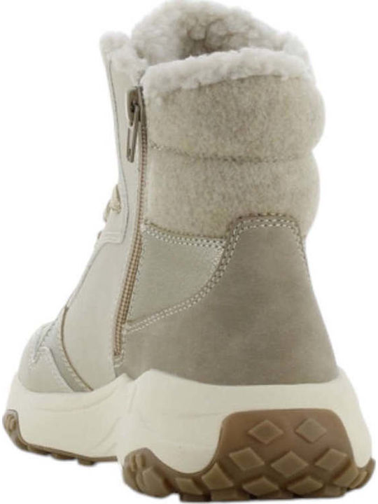 Damenstiefeletten mit Fell in Ecru