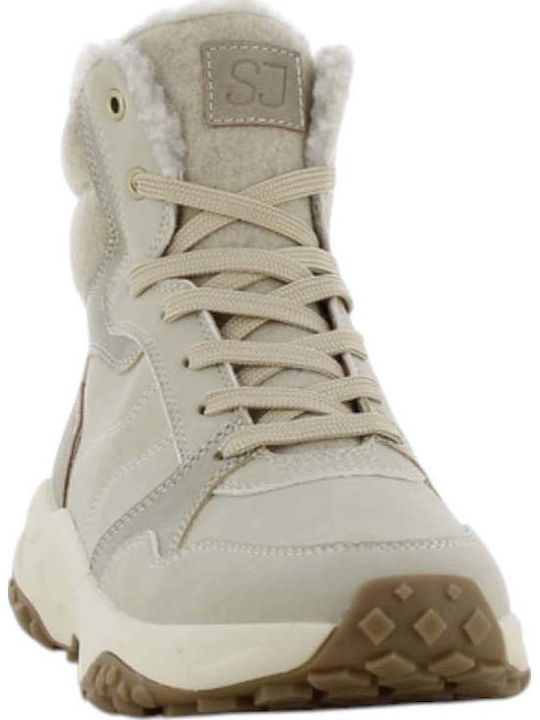 Damen-Stiefeletten mit Ecrufarbenem Fell
