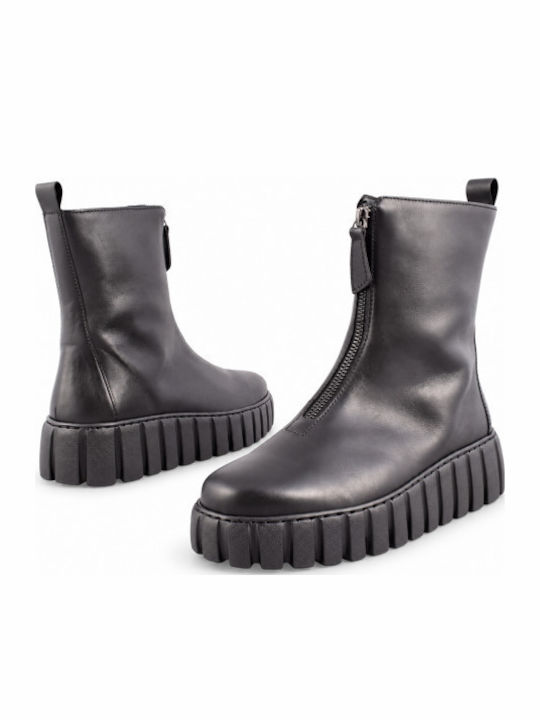 Leather Women's Ankle Boots Black