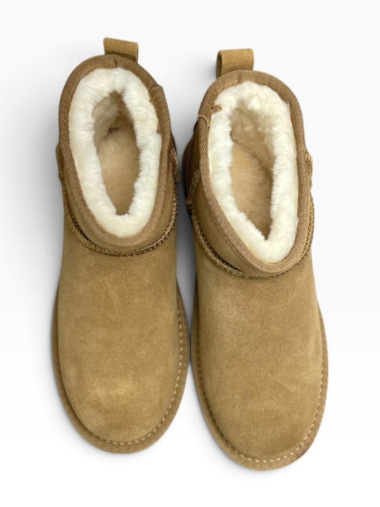 Leather Women's Ankle Boots with Fur Cuero GY-08655-26-2