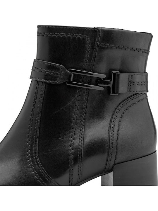 Leder Damen Stiefeletten Schwarz