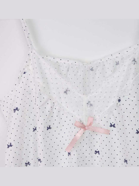 Caress Sommerliches Damen-Nachthemd Weiß, Blau