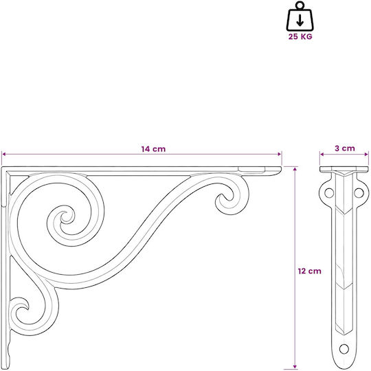 vidaXL Heavy-Duty Shelf Brackets Made of Stainless Steel in White 120x140 mm 12 pcs 42038864