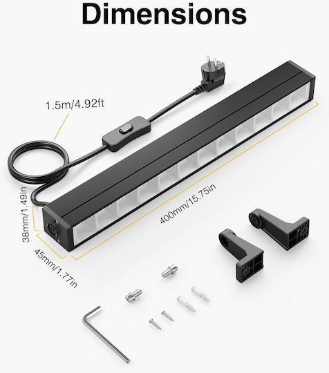 Uv Led Bar Black Light 385–400 Nm Wavelength 120° Beam Angle Ip66 Waterproof Rating 1.5 M Cable Switch 180° Adjustable Bracket Neon Parties Clubs Black