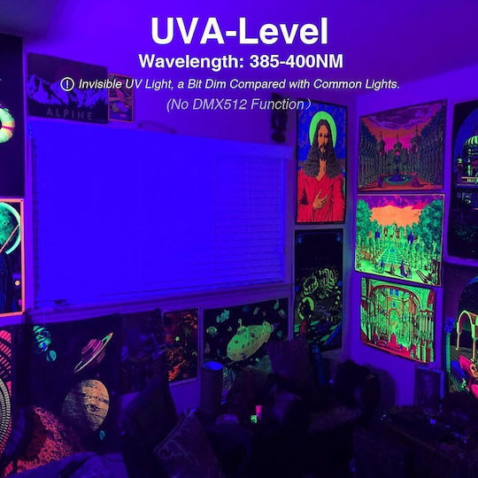Uv Led Bar Black Light 385–400 Nm Wavelength 120° Beam Angle Ip66 Waterproof Rating 1.5 M Cable Switch 180° Adjustable Bracket Neon Parties Clubs Black