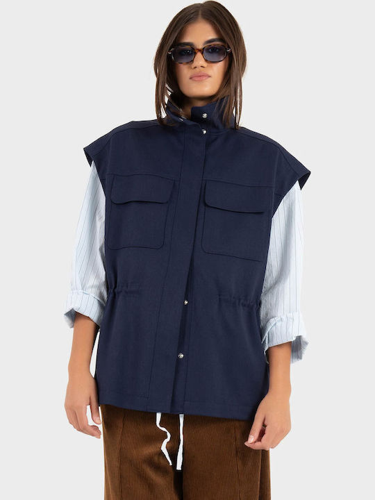Ärmellose Damen Winterjacke Dark Blue