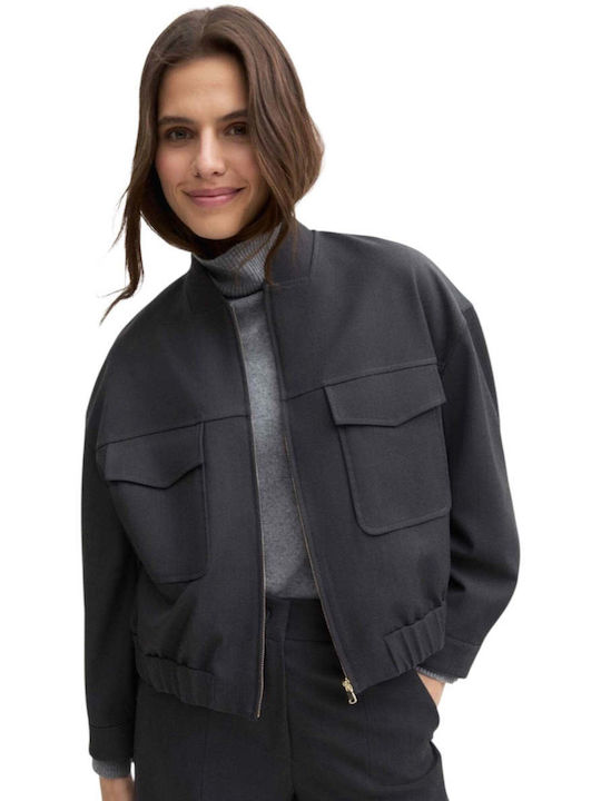 Short Women's Winter Jacket Grey