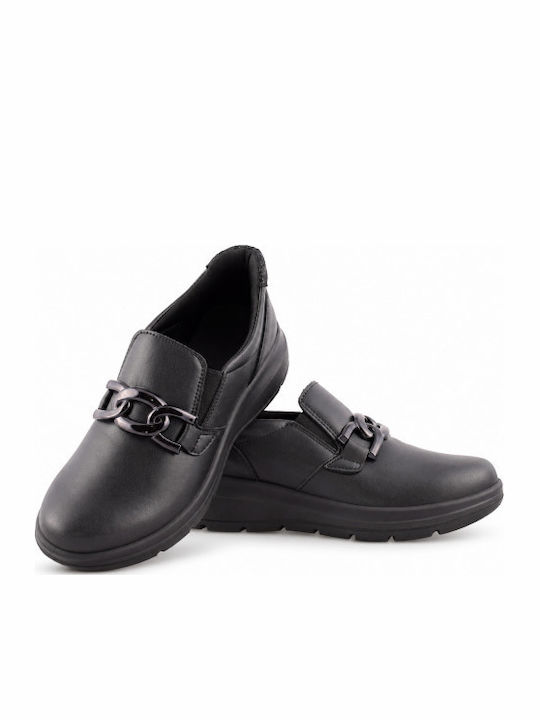 Leather Women's Moccasins in Black